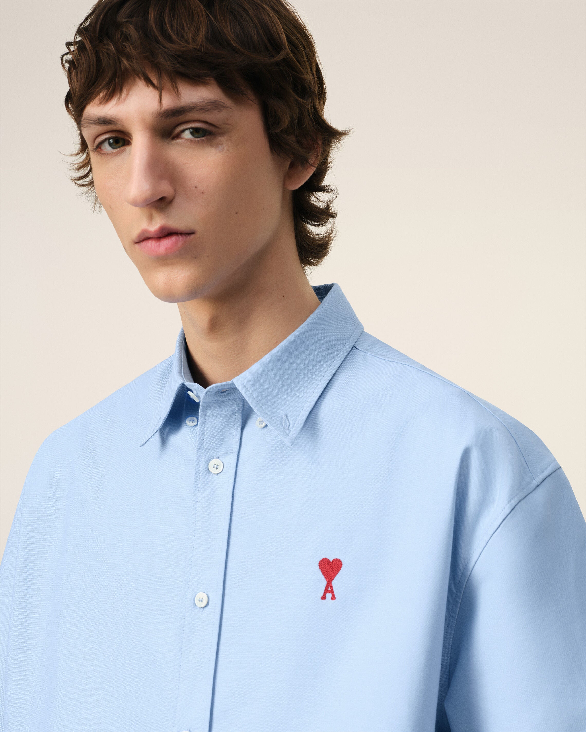 Cashmere Blue Boxy Fit Short Sleeve Shirt | AMI PARIS