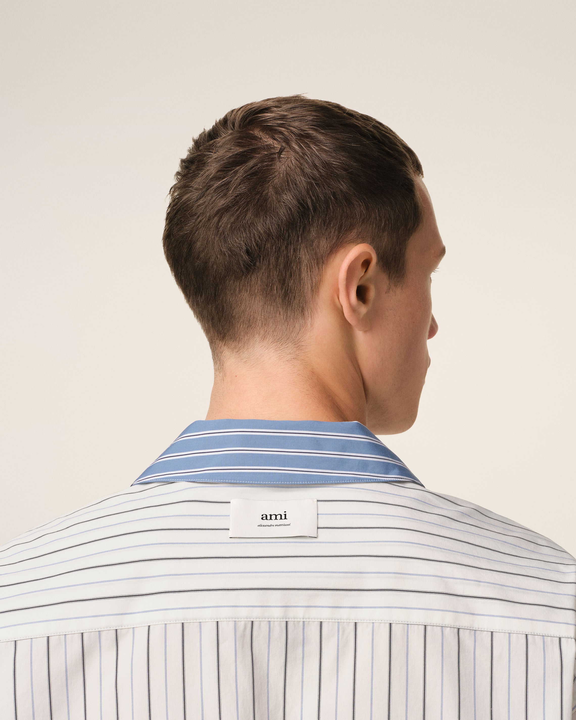 OFFWHITE/BLUE NOTE/NAVY BLUE Camp Collar Boxy Shirt | AMI PARIS