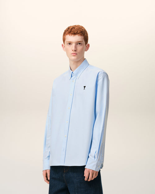 Blue Cotton Ami De Coeur Oxford Shirt - 6 - Ami Paris