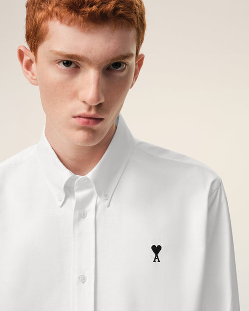 White Cotton Ami De Coeur Oxford Shirt - Man - 4 - AMI Paris - Ami Paris