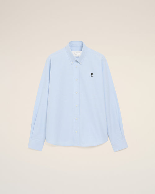 Blue Cotton Ami De Coeur Oxford Shirt - SKY BLUE - Ami Paris