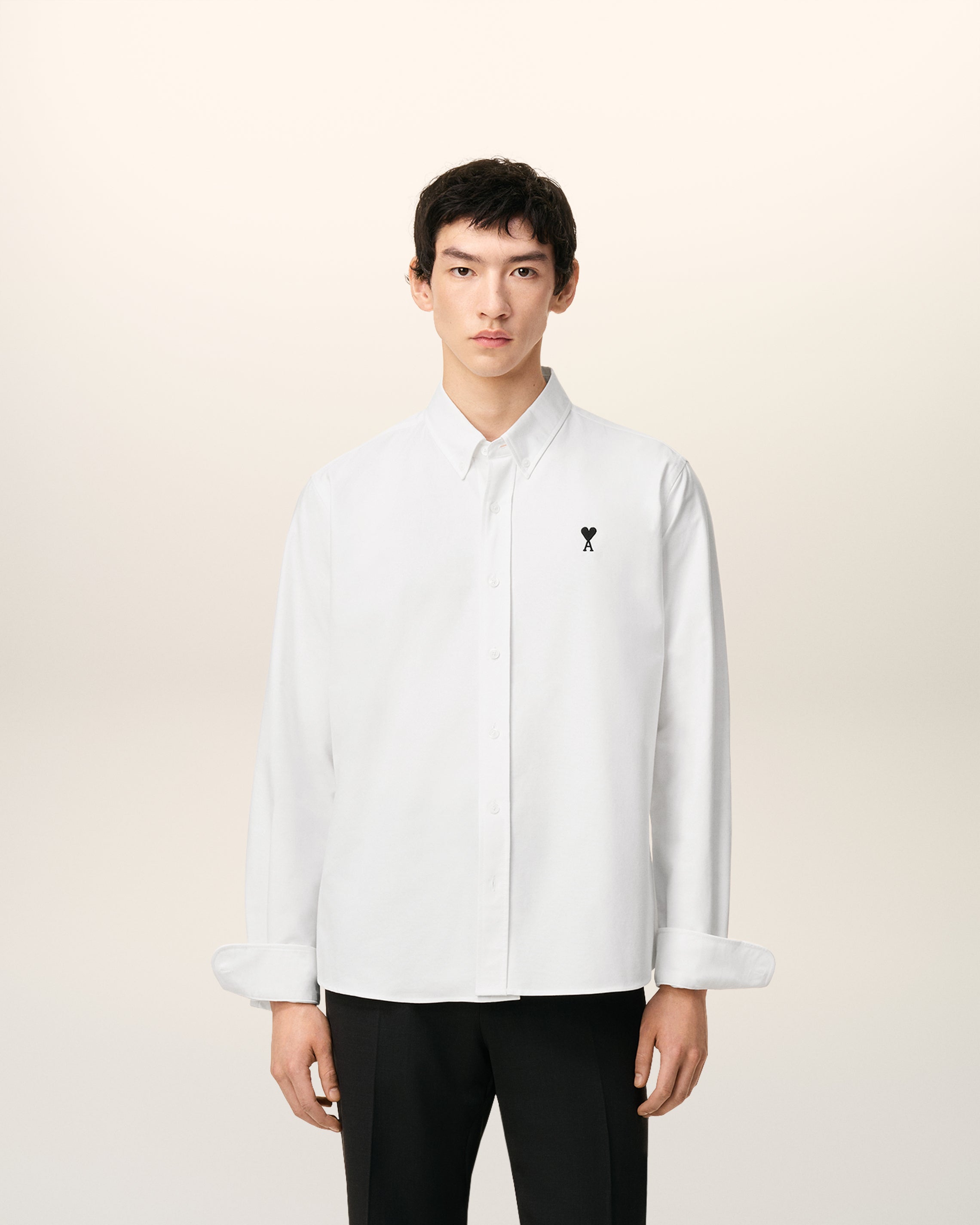 ホワイト コットン Ami de Coeur ボタンダウン シャツ ナチュラル