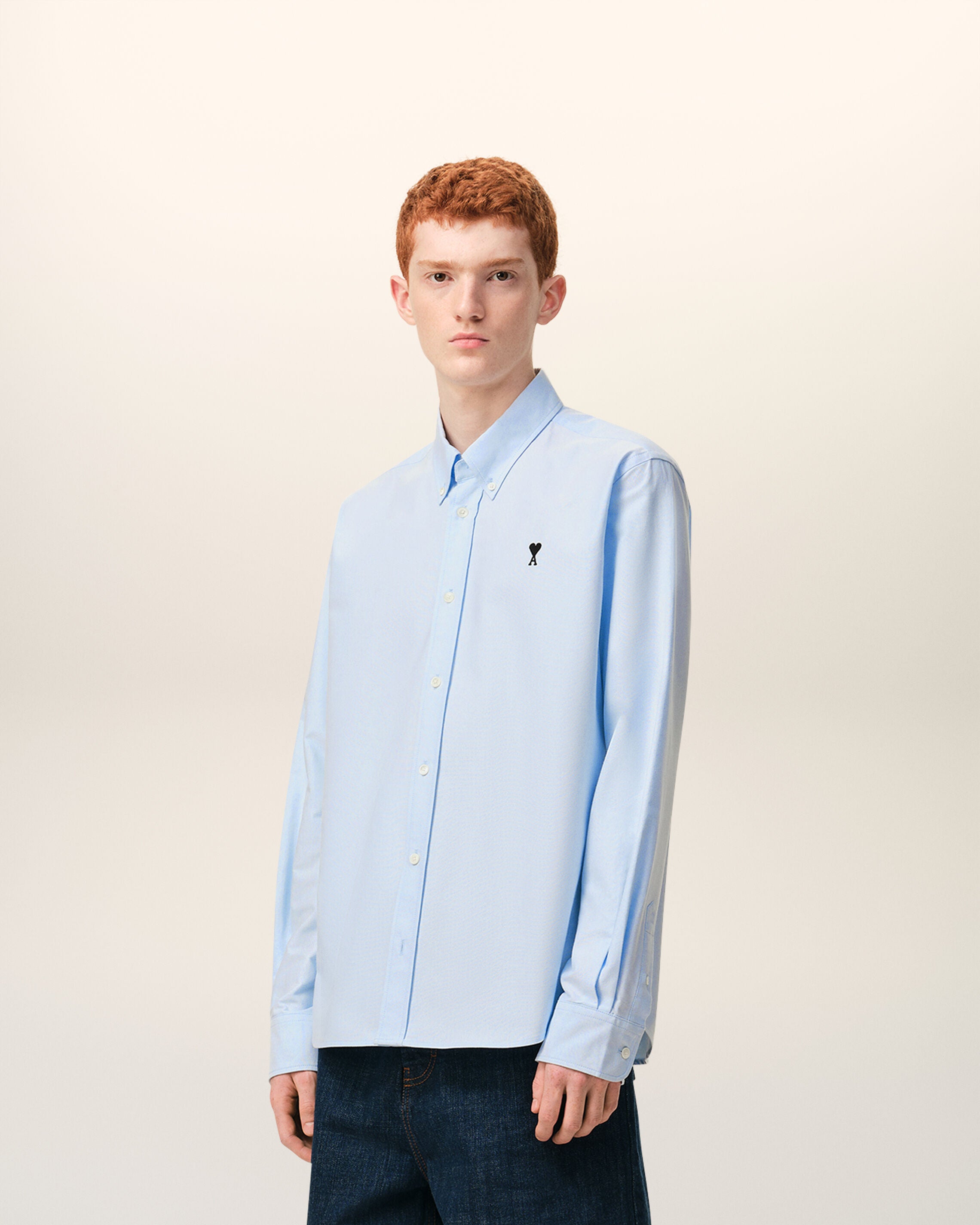 SKY BLUE Blue Cotton Button Down Ami De Coeur Shirt | AMI PARIS
