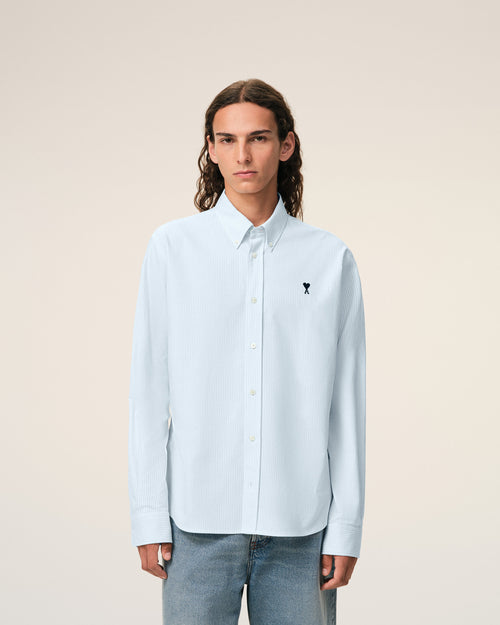 Blue Cotton Ami De Coeur Oxford Shirt - 3 - Ami Paris