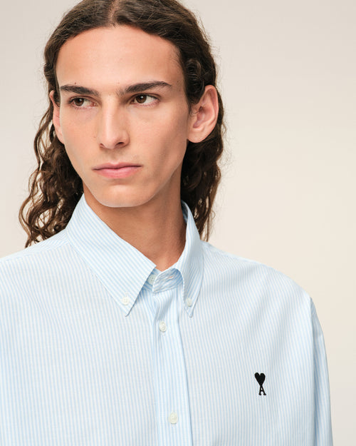 Blue Cotton Ami De Coeur Oxford Shirt - 4 - Ami Paris