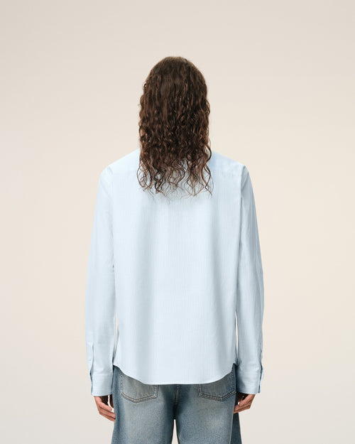 Camisa Ami de Cœur de algodón azul a rayas - Hombre - 5 - AMI Paris - Ami Paris