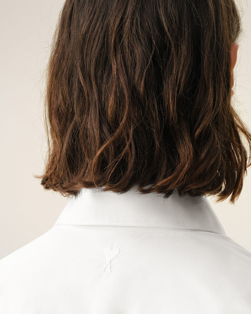 White Cotton Tailor Embroidered Ami De Coeur Shirt - 4 - Ami Paris