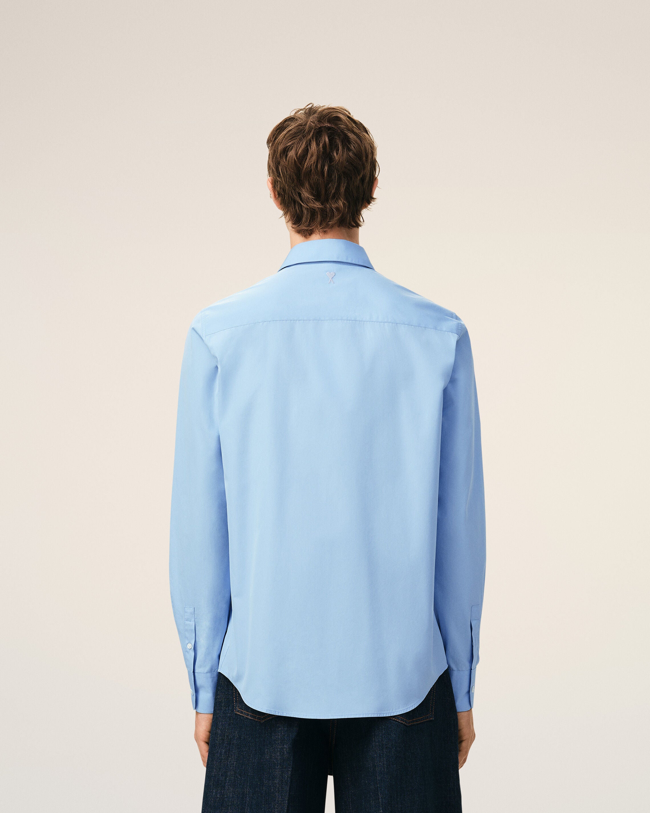 Camisa sastre con bordado Ami de Cœur de algodón azul - 5