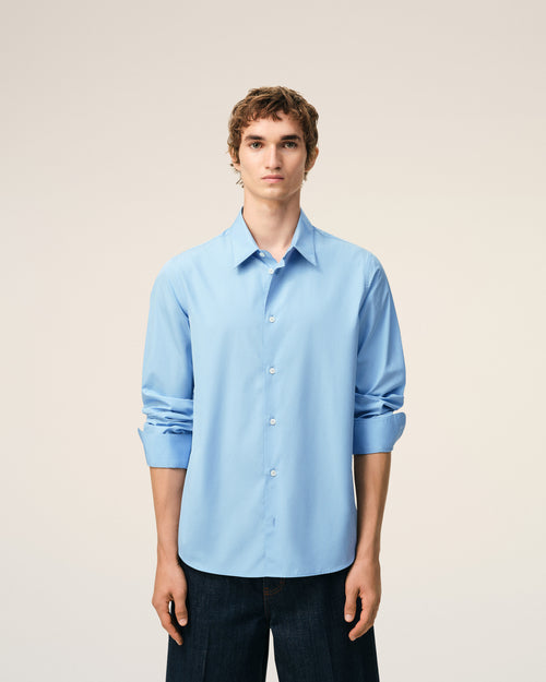 Camisa sastre con bordado Ami de Cœur de algodón azul - Hombre - 3 - AMI Paris - Ami Paris