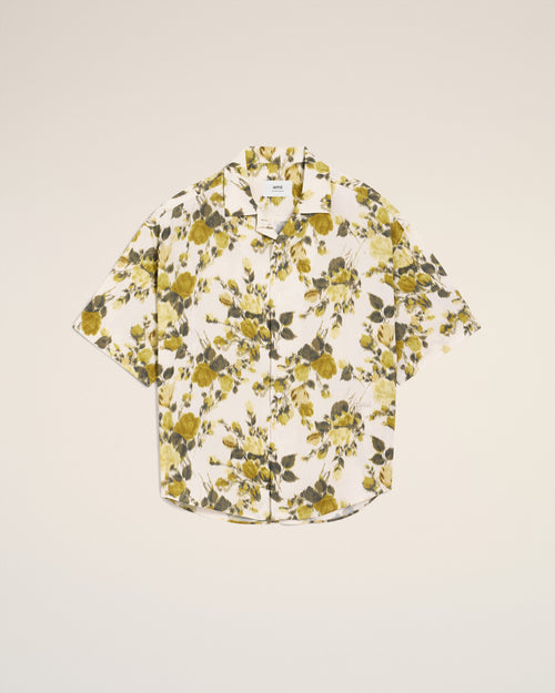 Green Flower Printed  Short Sleeved Ami Camp Shirt - 2 - Ami Paris