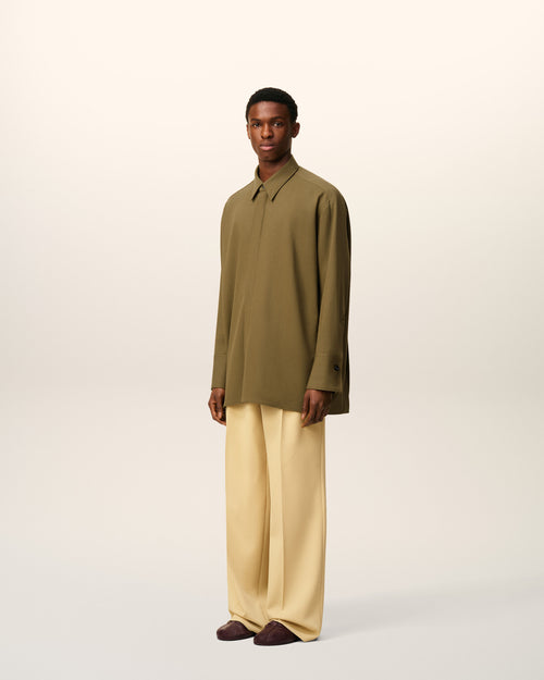 Green Wool Long Oversized Shirt - 6 - Ami Paris