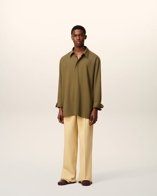Green Wool Long Oversized Shirt - 1 - Ami Paris