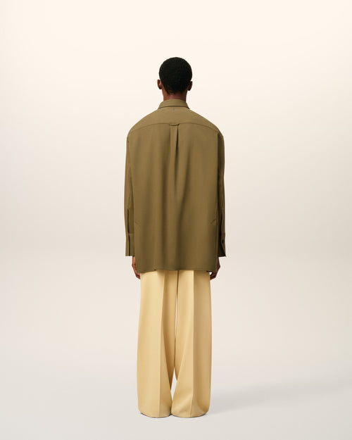 Green Wool Long Oversized Shirt - 5 - Ami Paris