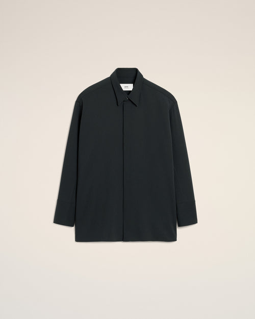 Black Wool Long Oversized Shirt - 2 - Ami Paris