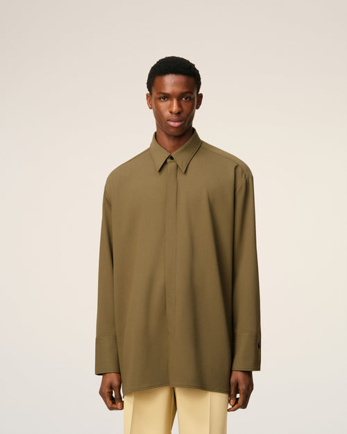 Green Wool Long Oversized Shirt - 3 - Ami Paris