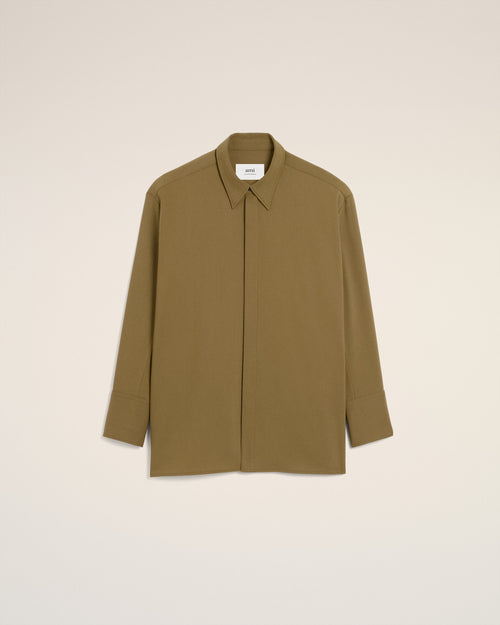 Green Wool Long Oversized Shirt - 2 - Ami Paris