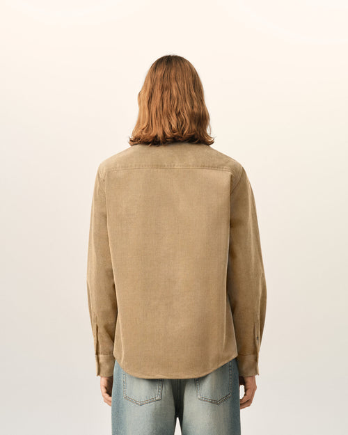 Beige corduroy shirt with Ami de Coeur - Man - 5 - AMI Paris - Ami Paris