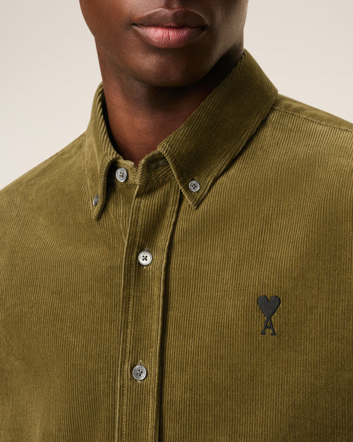 Green Cotton Button Down Ami De Coeur Shirt - 4 - Ami Paris