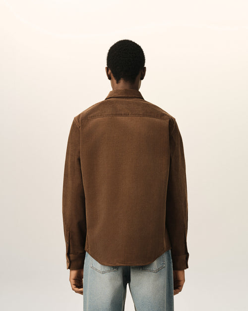 Brown corduroy shirt with Ami de Coeur - Man - 5 - AMI Paris - Ami Paris