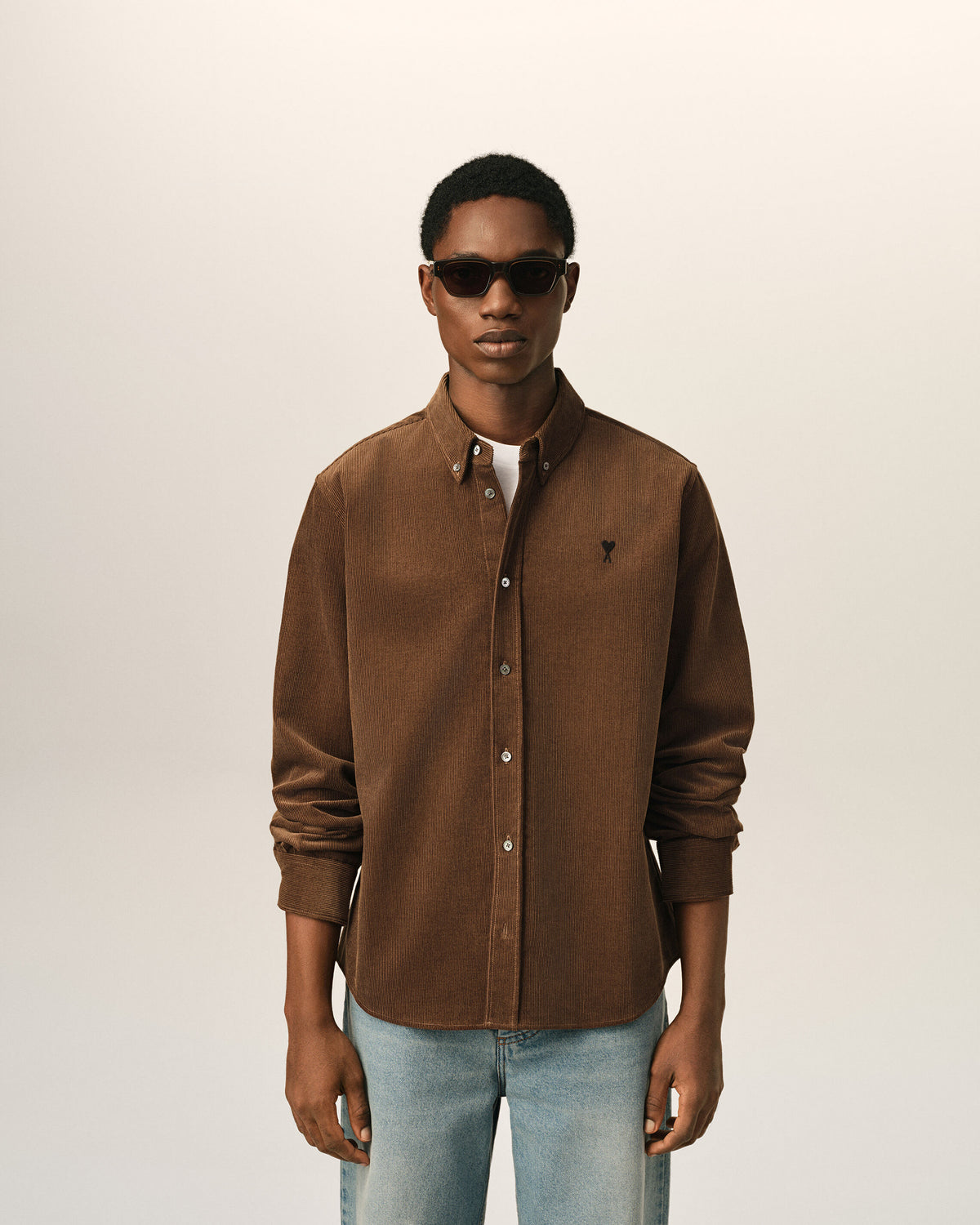 Brown corduroy shirt with Ami de Coeur - 2