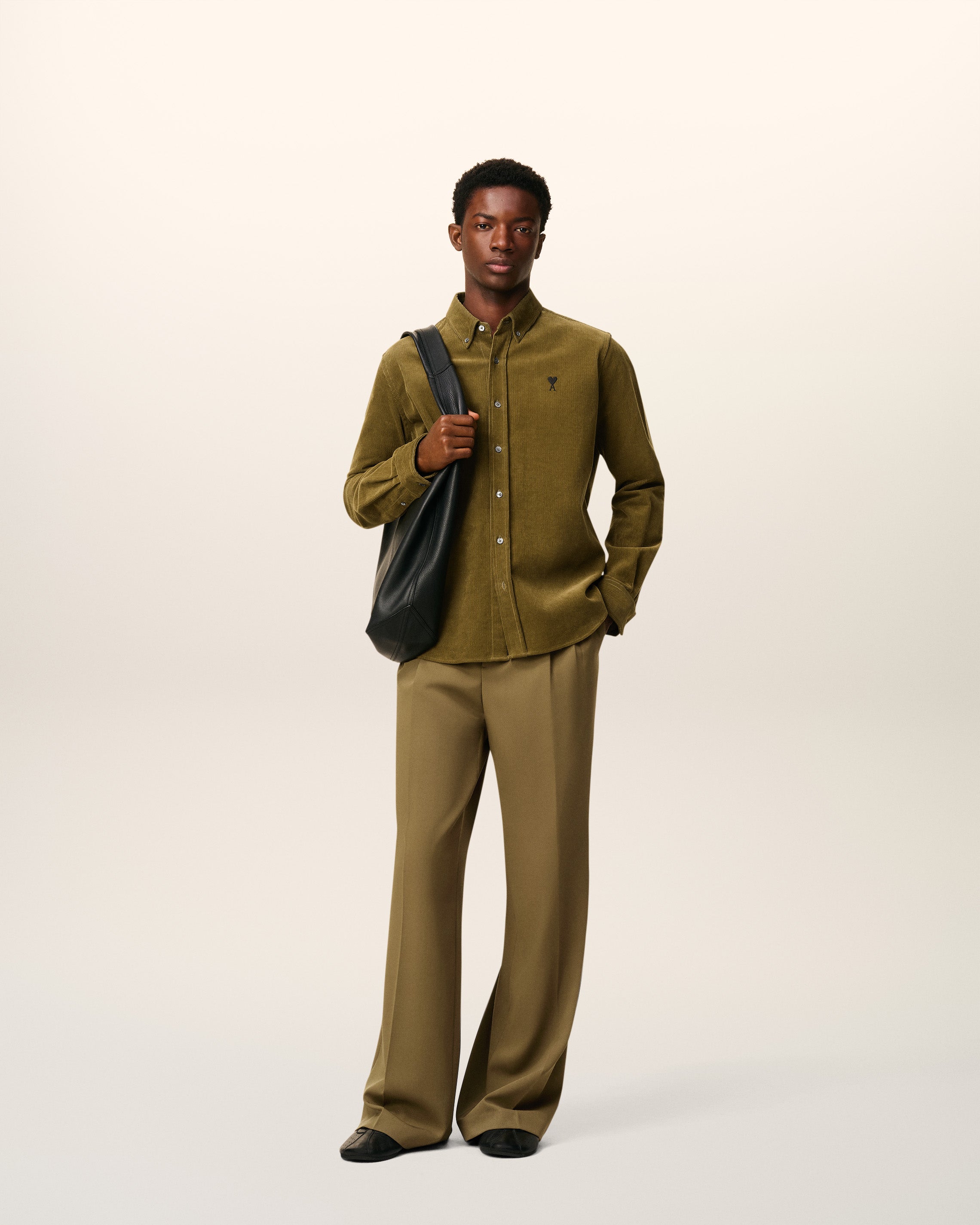 BRONZE Green Cotton Button Down Ami De Coeur Shirt | AMI PARIS