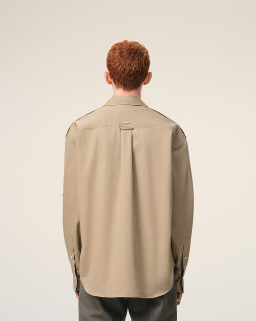 Beige Cotton Saharienne Shirt - Man - 5 - AMI Paris - Ami Paris