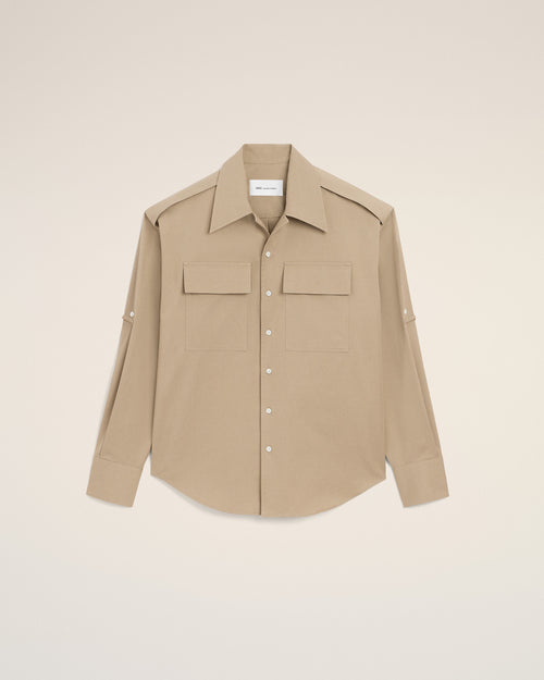 Chemise Saharienne Beige en Coton - 2 - Ami Paris