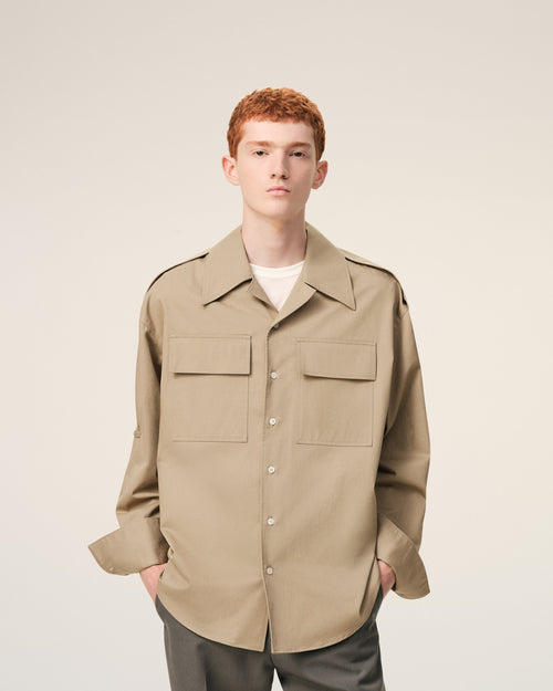 Beige Cotton Saharienne Shirt - Man - 3 - AMI Paris - Ami Paris