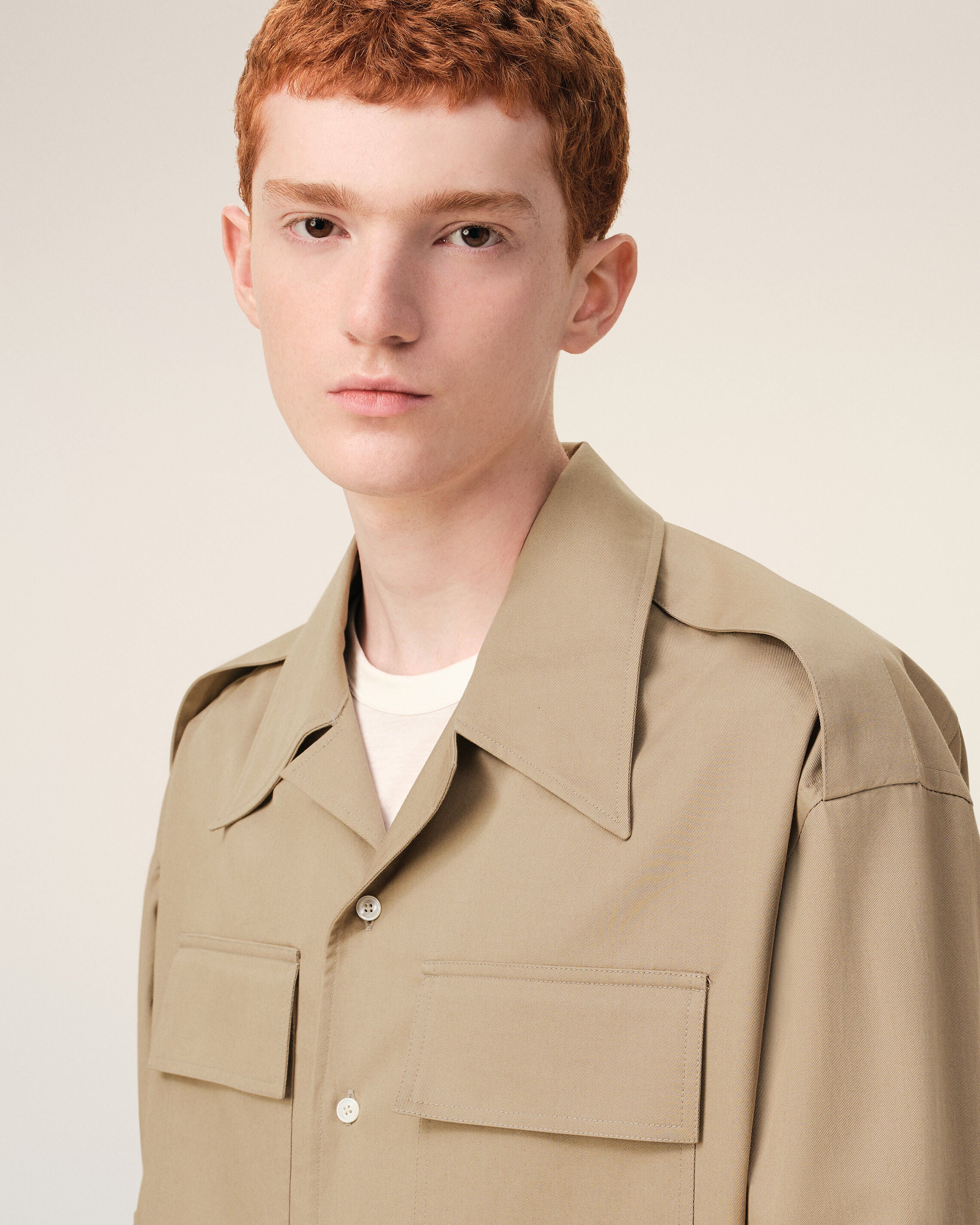 Beige Cotton Saharienne Shirt - 4
