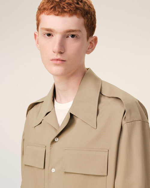 Beige Cotton Saharienne Shirt - Man - 4 - AMI Paris - Ami Paris