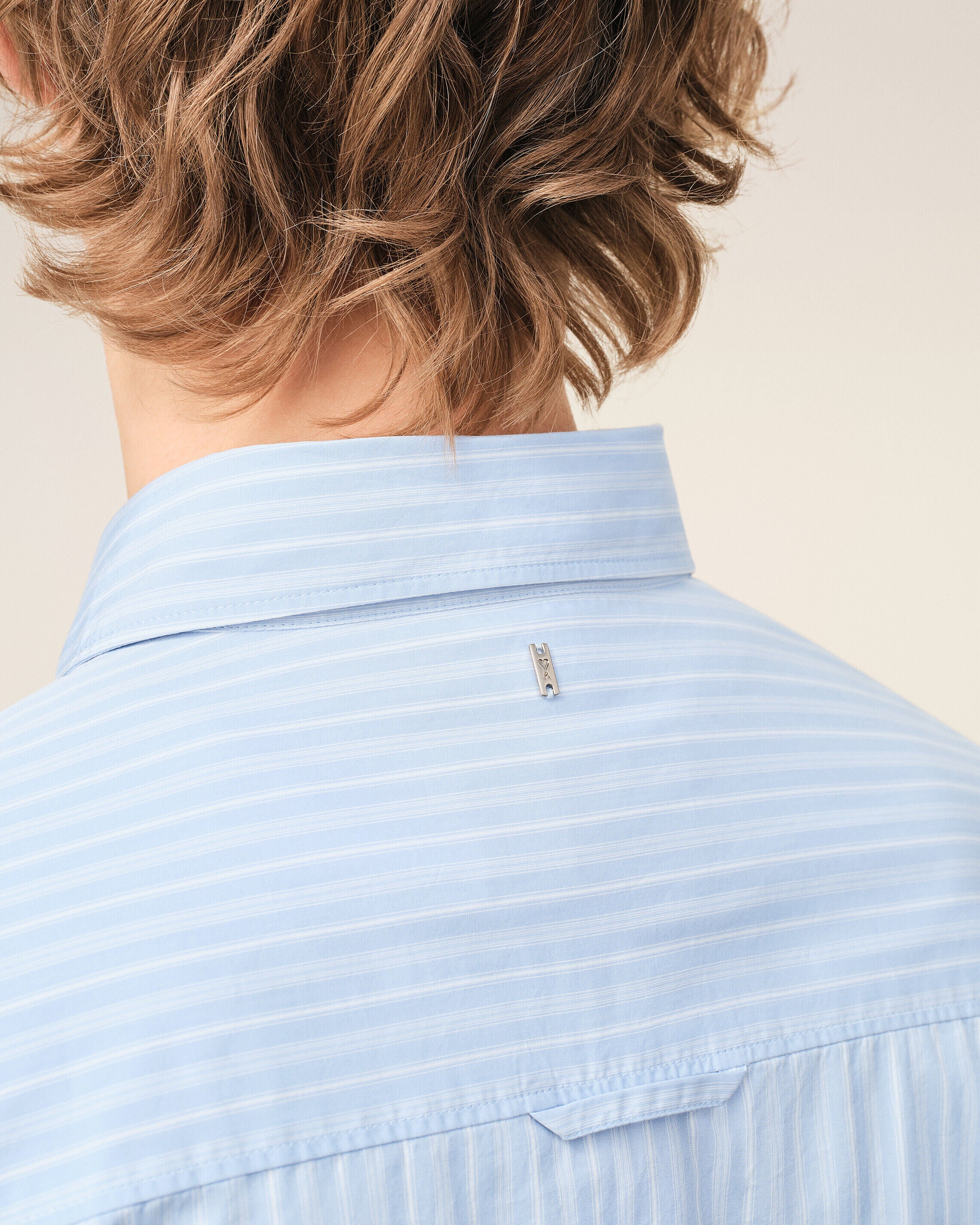 Blue Cotton Long Sleeve Ruffled Adjusted Shirt - 4