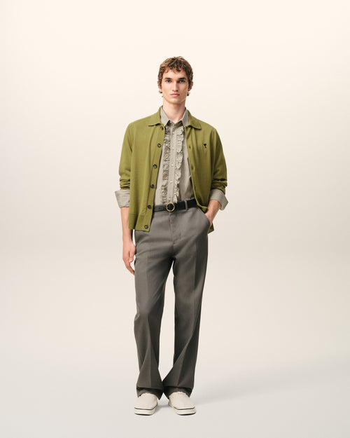 Beige Cotton Long Sleeve Ruffled Adjusted Shirt - 1 - Ami Paris