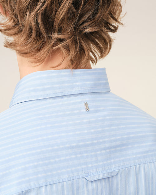 Blue Cotton Long Sleeve Ruffled Adjusted Shirt - 4 - Ami Paris