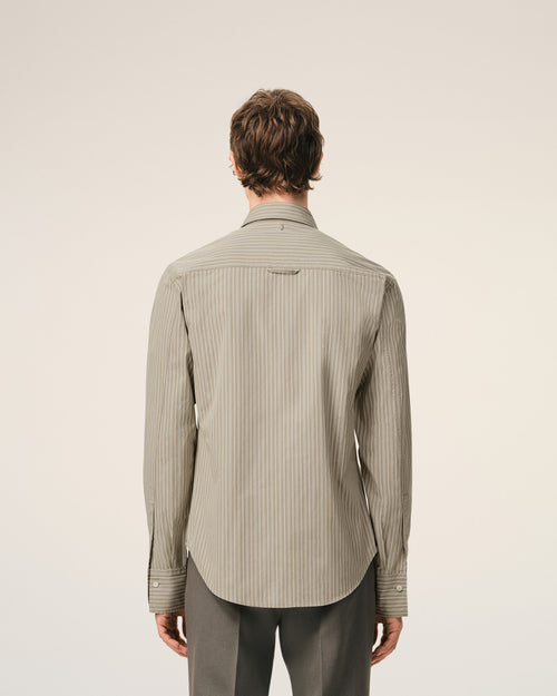 Chemise Jabot Beige Ajustée Manches Longues en Coton - 5 - Ami Paris