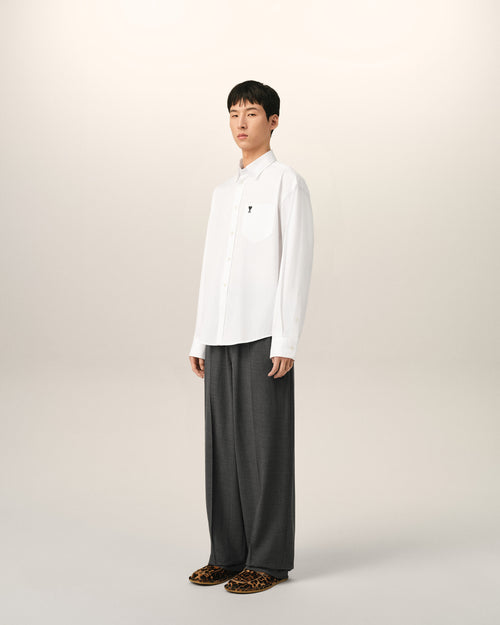 White boxy cotton shirt with Ami de Coeur - Man - 6 - AMI Paris - Ami Paris