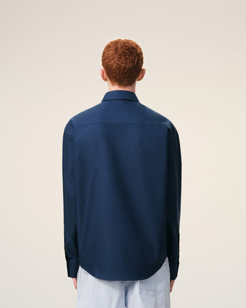 Blue Cotton Boxy Embroidered Ami De Coeur Shirt - 5 - Ami Paris