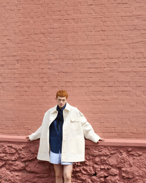 Blue Cotton Boxy Embroidered Ami De Coeur Shirt - 7 - Ami Paris