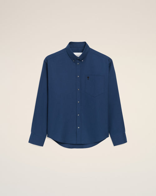 Blue Cotton Boxy Embroidered Ami De Coeur Shirt - 1 - Ami Paris
