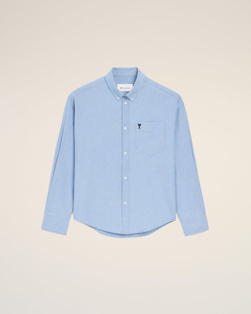 Blue Cotton Boxy Embroidered Ami De Coeur Shirt - 2 - Ami Paris