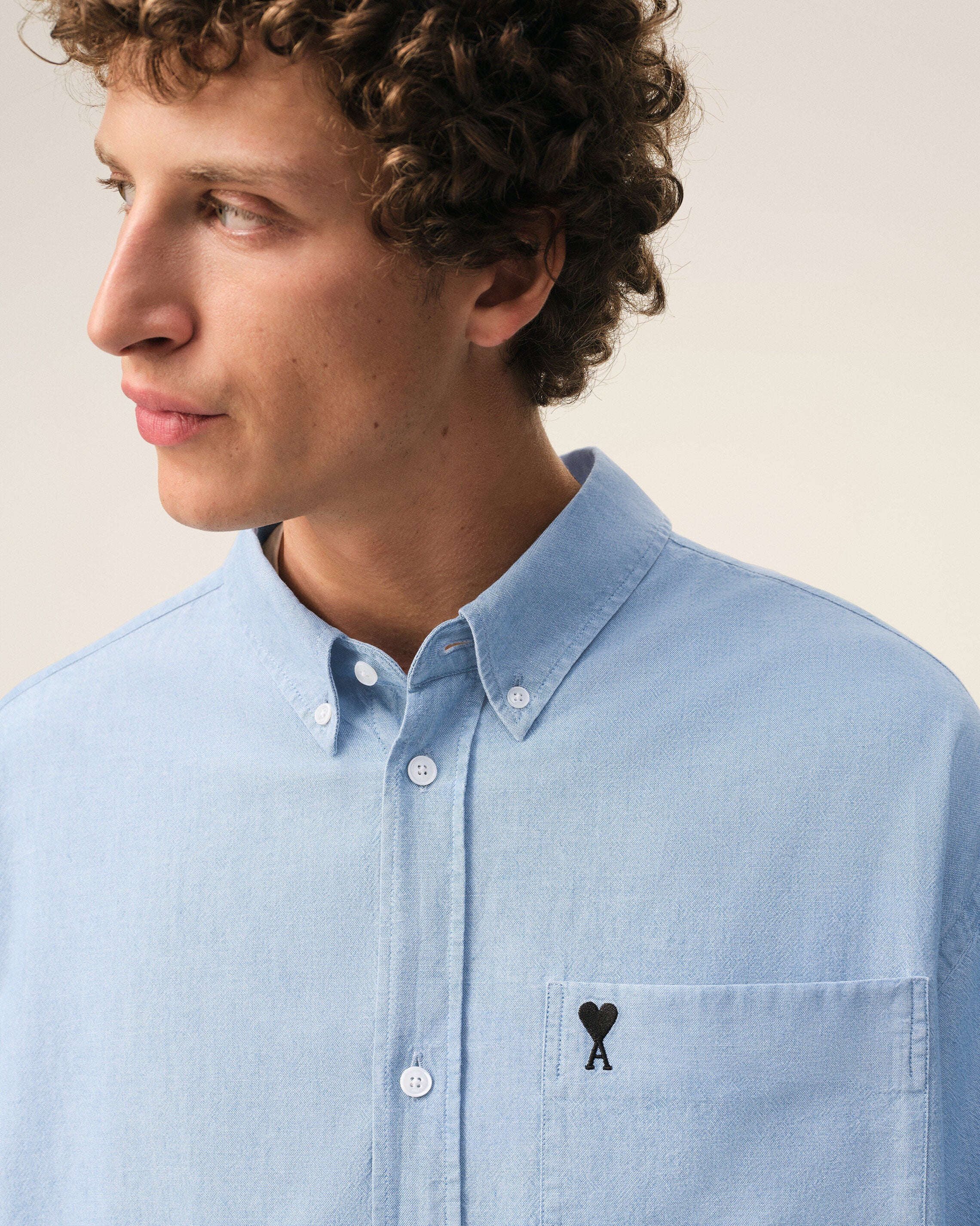 Blue Cotton Boxy Embroidered Ami De Coeur Shirt - 4
