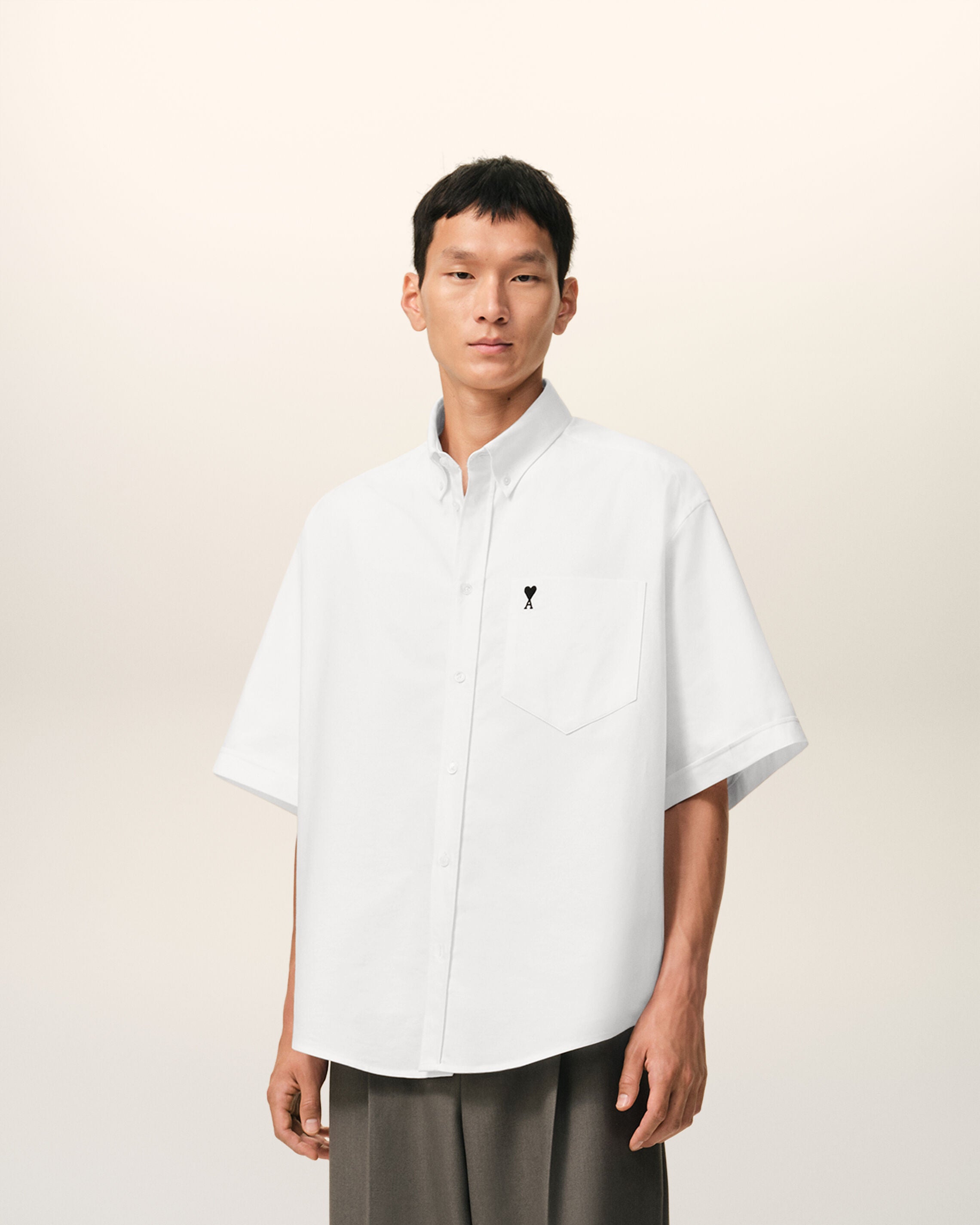 ホワイトコットン ボクシーエンボス Ami De Coeur シャツ ナチュラル