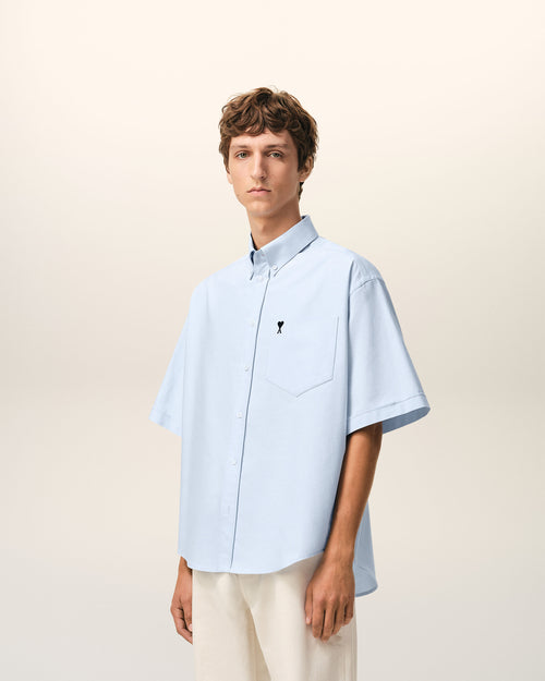 Blue Cotton Boxy Embroidered Ami De Coeur - Man - 5 - AMI Paris - Ami Paris