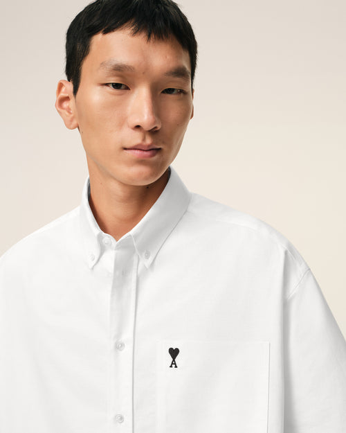 White Cotton Boxy Embroidered Ami De Coeur - Man - 4 - AMI Paris - Ami Paris