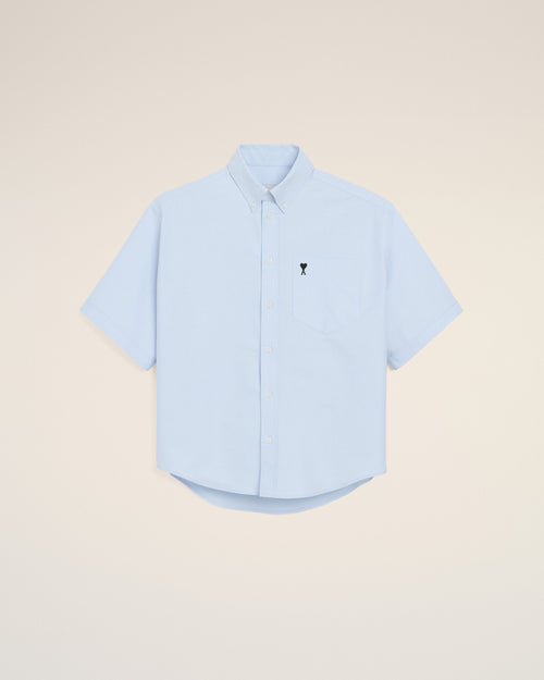 Blue Cotton Boxy Embroidered Ami De Coeur - Man - 1 - AMI Paris - Ami Paris