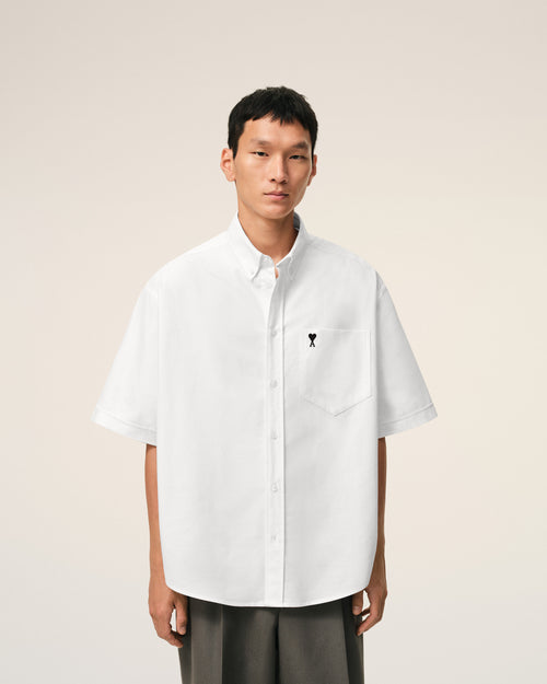 White Cotton Boxy Embroidered Ami De Coeur - 3 - Ami Paris