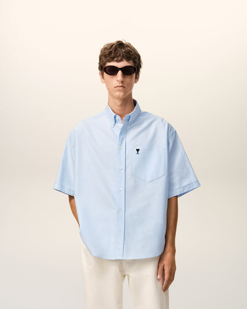 Blue Cotton Boxy Embroidered Ami De Coeur - 2 - Ami Paris