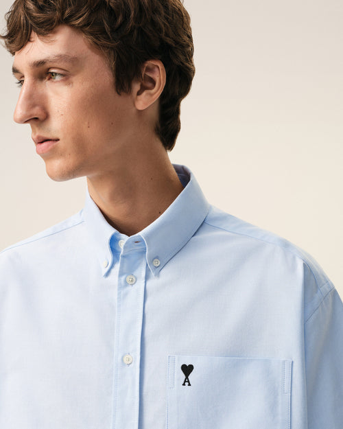 Blue Cotton Boxy Embroidered Ami De Coeur - 4 - Ami Paris