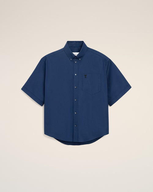 Blue Cotton Boxy Embroidered Ami De Coeur - 1 - Ami Paris