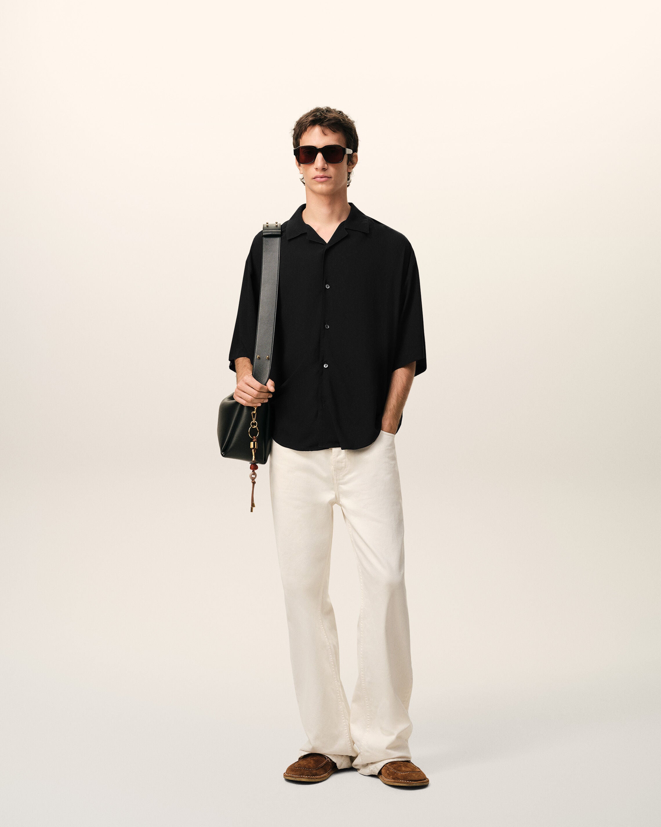 Black Short Sleeve Embroidered Ami Paris Boxy Shirt - 2