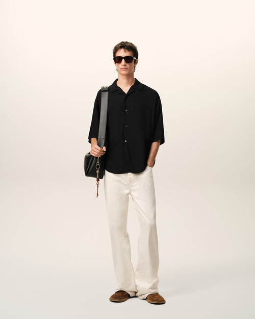 Black Short Sleeve Embroidered Ami Paris Boxy Shirt - 1 - Ami Paris